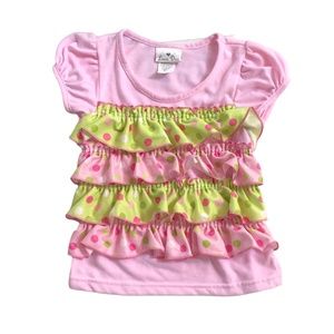 Laura Dare Pink Polka Dot Ruffle Tee 3T